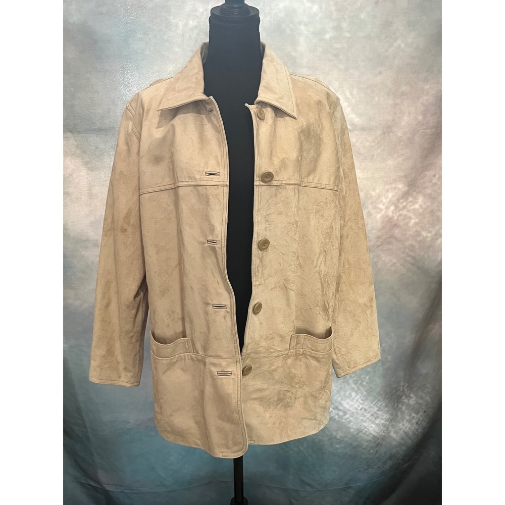 Vintage St Johns‎ Bay Womens Tan Suede Button Front Jacket Medium